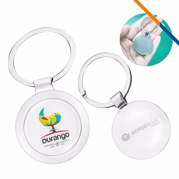 Custom Chrome Finish Metal Key Tag — Large Imprint Area — Trade Show Gifts