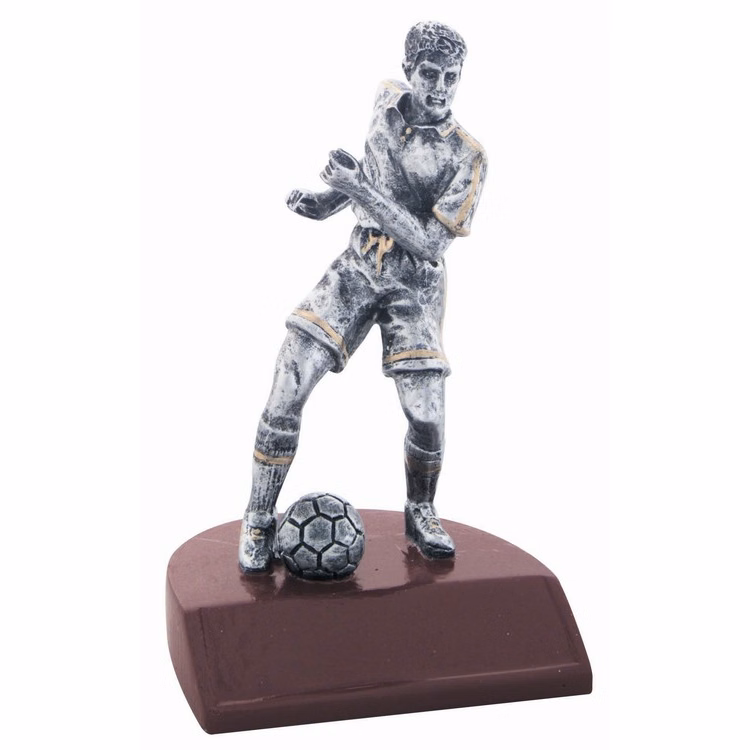 Soccer Male Antique Silver Sport Figure Award