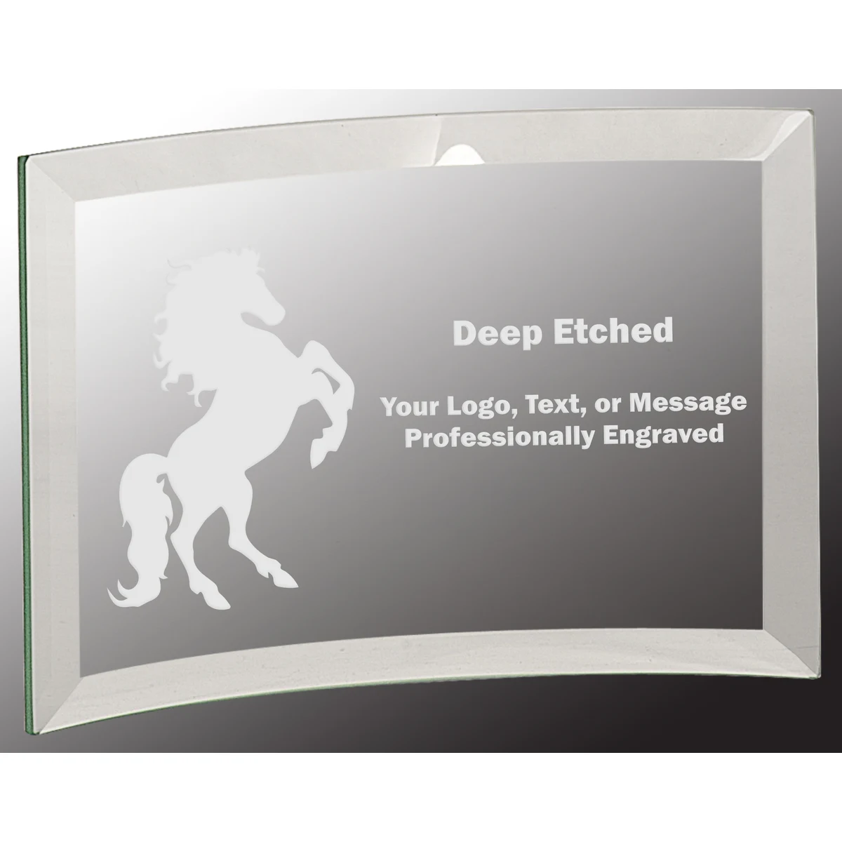 6" x 4" x 1/4" Jade Beveled Glass Crescent Award 1