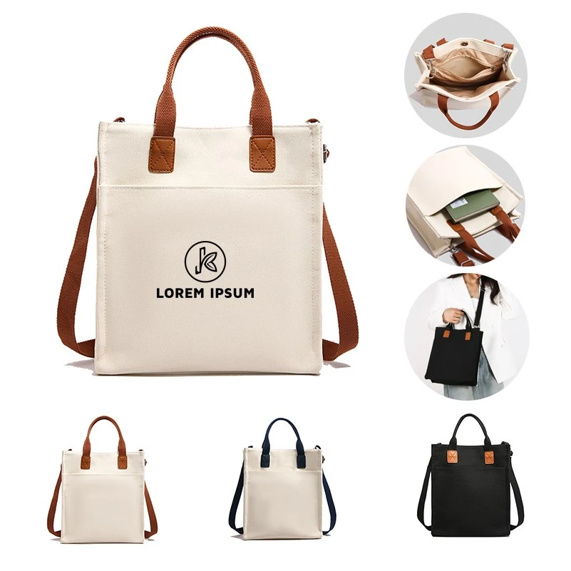 Canvas Tote Bag with Shoulder, custom tote bag with logo imprint 1