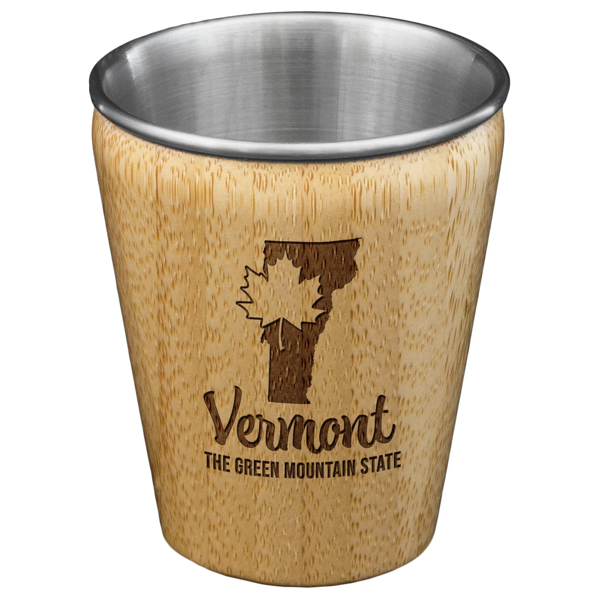 Vermont State Bamboo and Stainless Steel Shot Glass 1