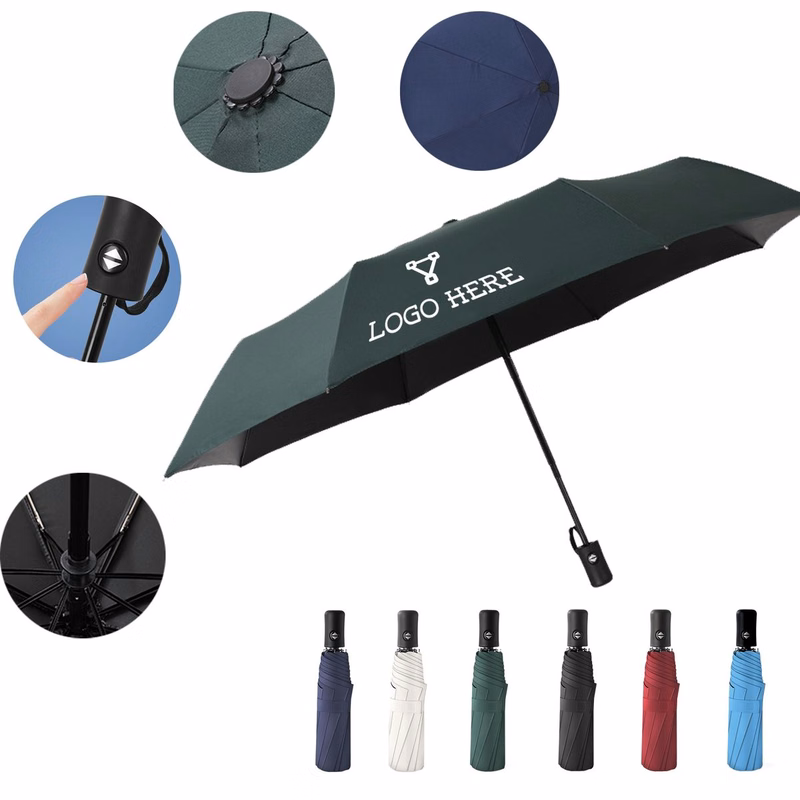 37.8" 8 Piece Black Vinyl All Weather Automatic Umbrella