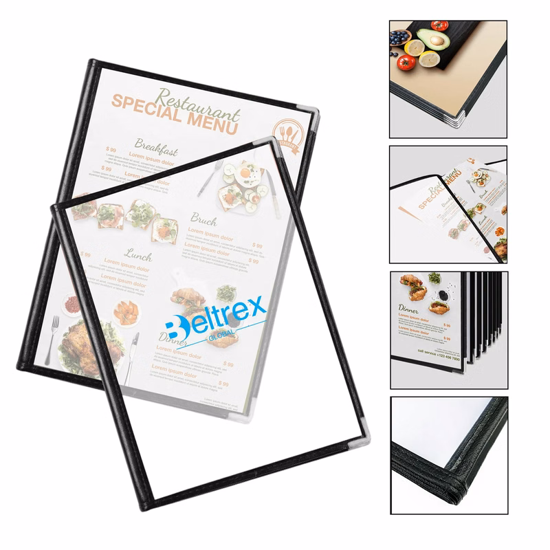 A4 PVC Transparent Menu Binder with Insert Pages