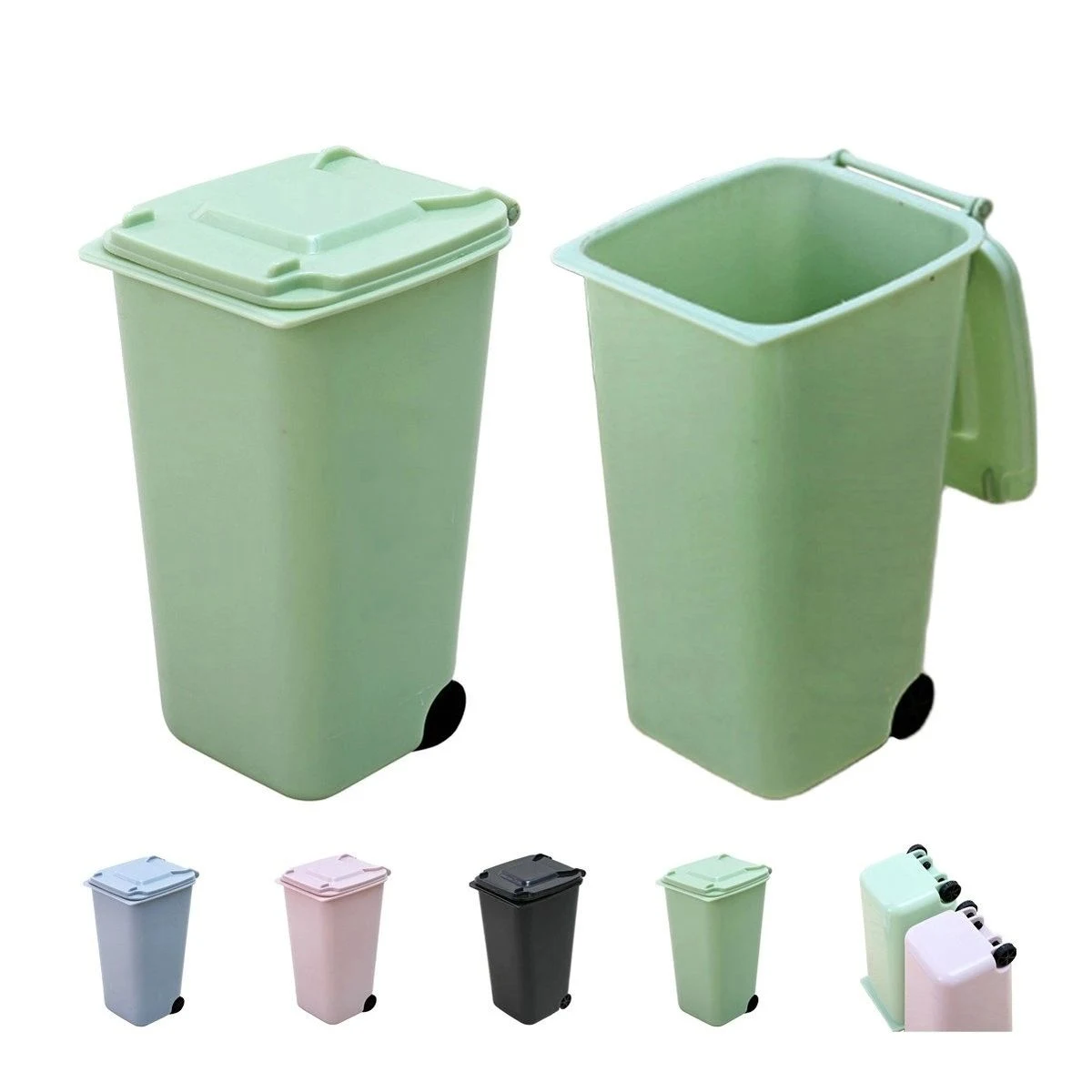 Mini Wheel Bin Classified Desktop Trash Cans MOQ50pcs 1