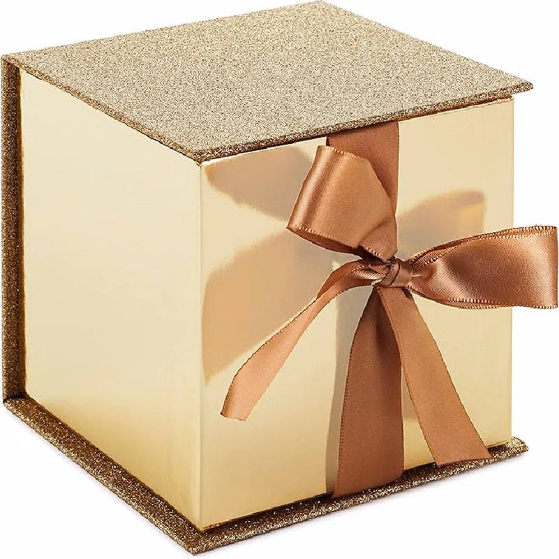 Custom Glitter Gift Paper Box W/ Bow