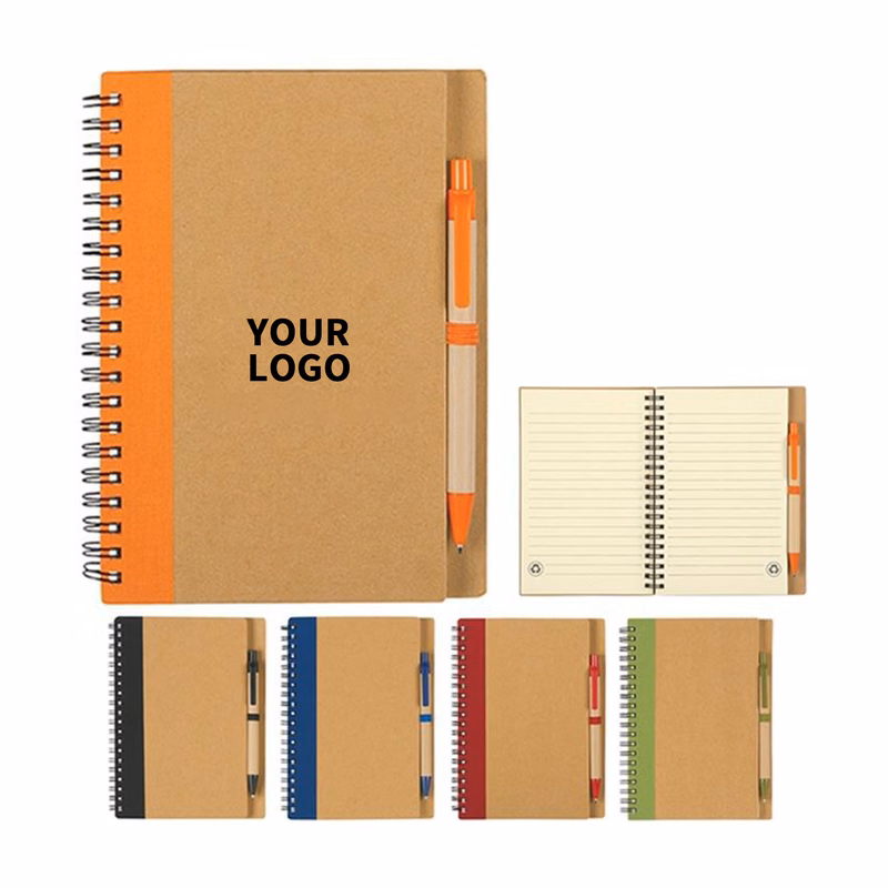 Kraft Cover Spiral Notebook With Elastic Pen Loop