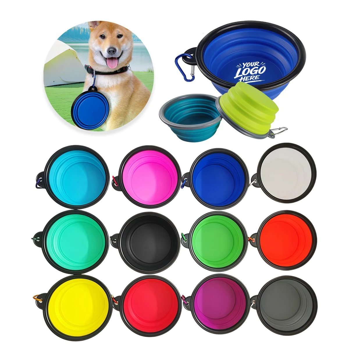 22oz Foldable Pet Bowl Clip On Travel Outdoor Feed Cup 1