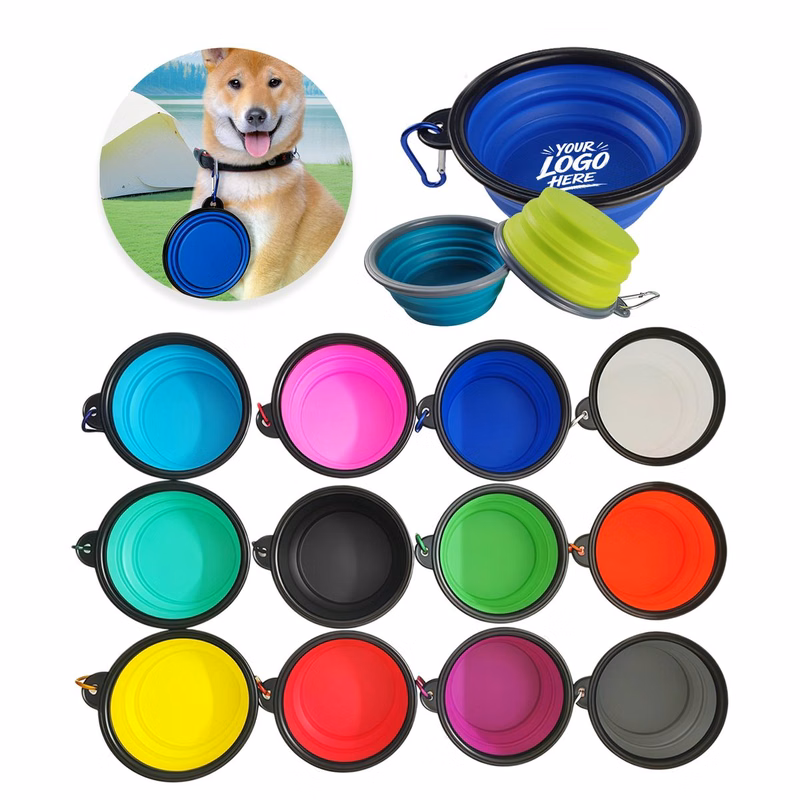 22oz Foldable Pet Bowl Clip On Travel Outdoor Feed Cup