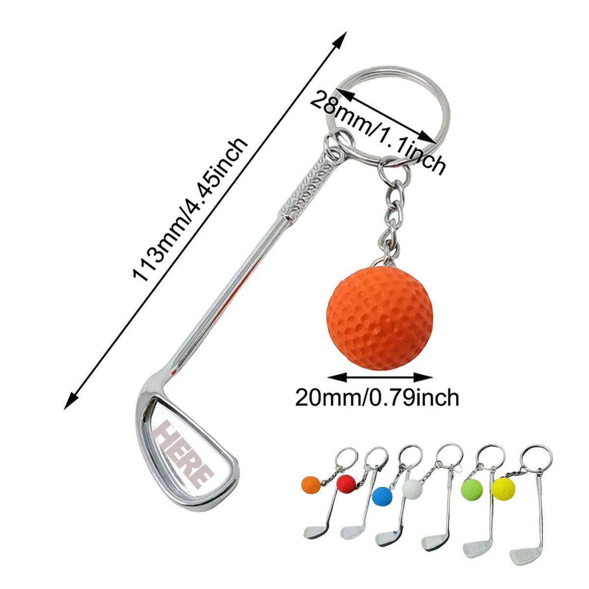 Metal Golf Ball Keychain Key Ring 1