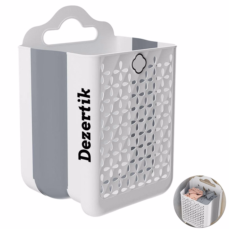 Household wall-mounted foldable dirty clothes storage basket