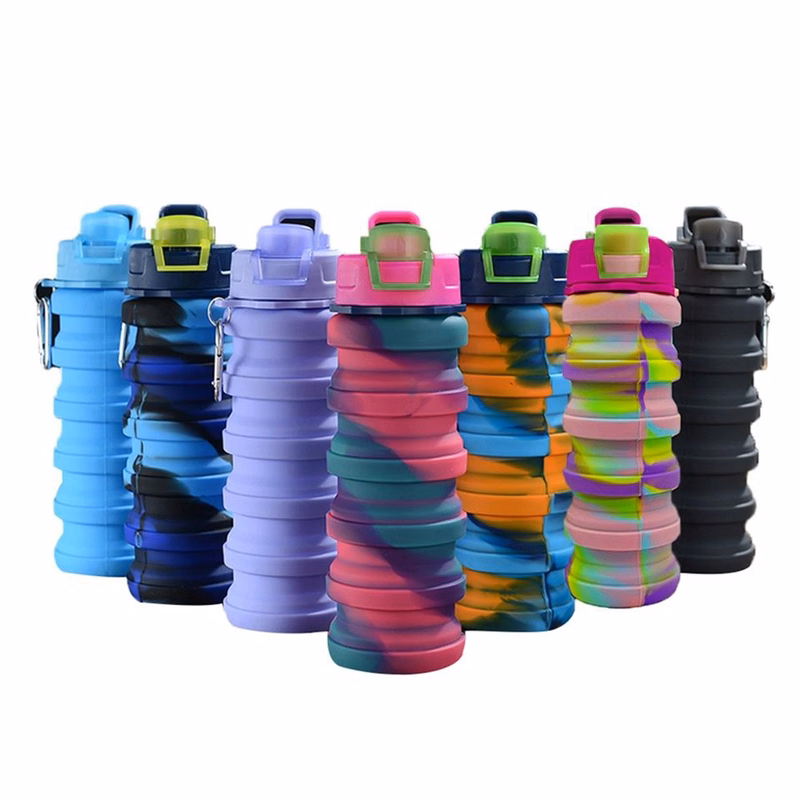17 Oz. Rainbow Collapsible Water Bottle with Carabiner