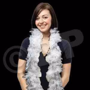 White Feather Boa with Silver Tinsel