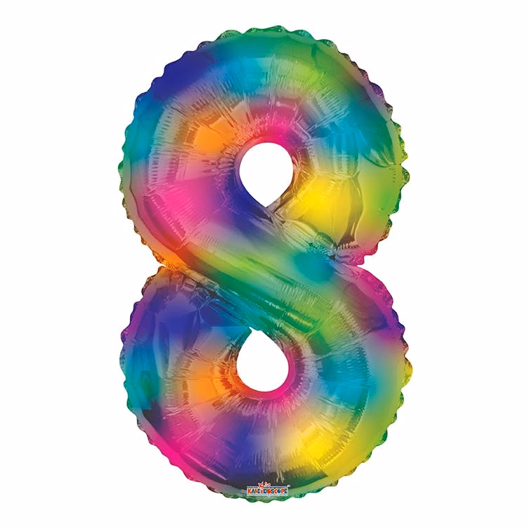 Mylar Number 8 Balloons - Rainbow 34"