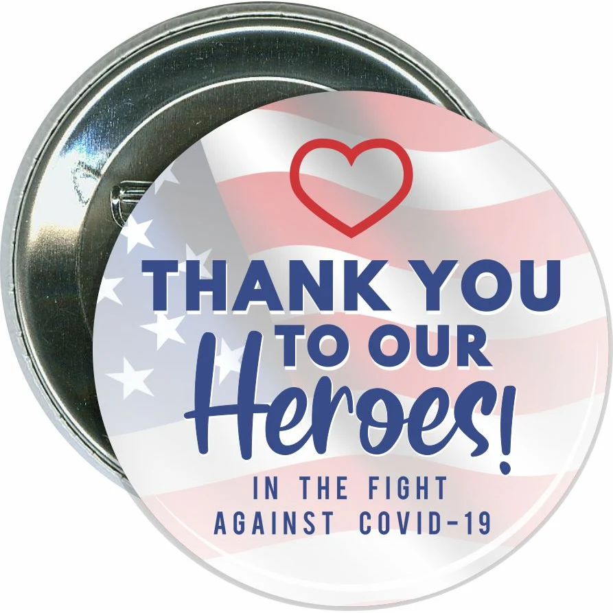 Thank you Heroes, COVID-19, Coronavirus Button 1