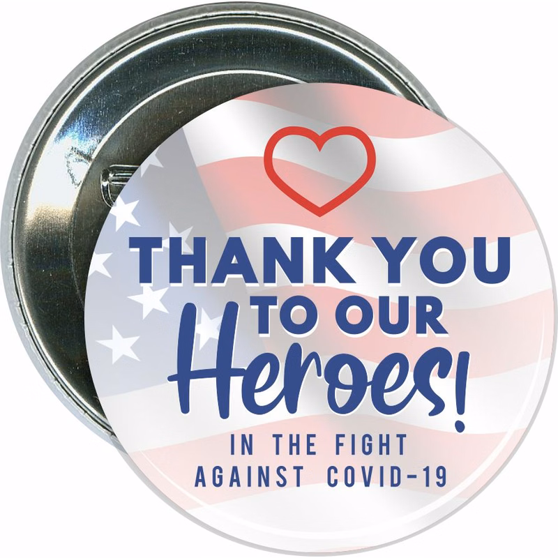 Thank you Heroes, COVID-19, Coronavirus Button