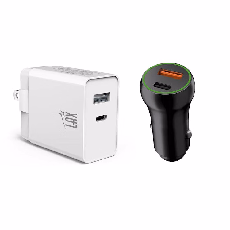 Car Charger USBPD 20W & Wall Charger USBPD 20W Bundle - 1 USB-C & 1 USB-A