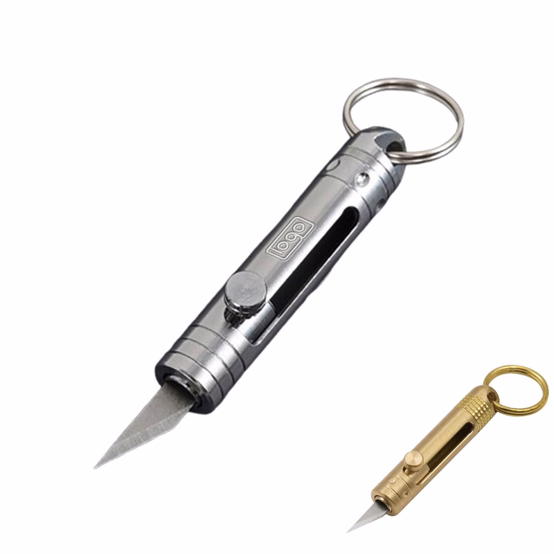 Mini Brass Utility Knife Keychain