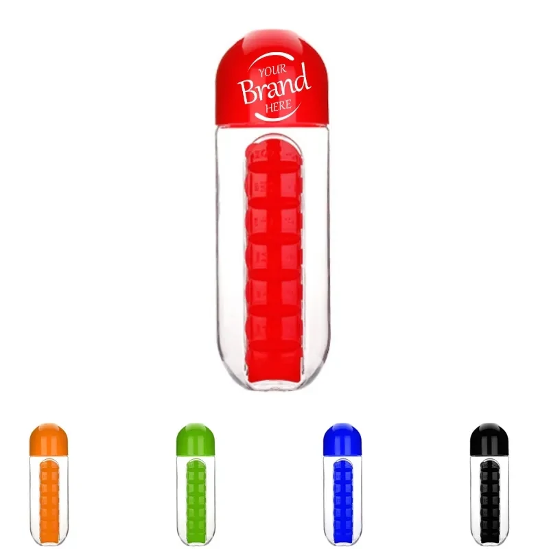 2-In1 Sport Water Bottle Built-In 7 Daily Pill Box 1