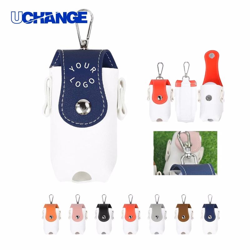 PU Leather Golf Ball Pouch Organizer