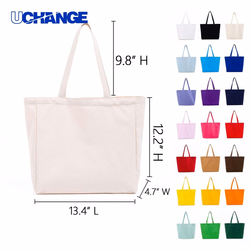12 oz Natural Cotton Canvas Tote Bag Organizer