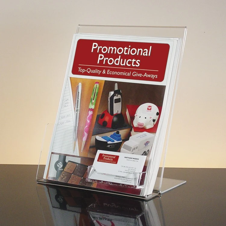 Acrylic Literature Holder with Business Card Holder - 8.5w x 11h 1