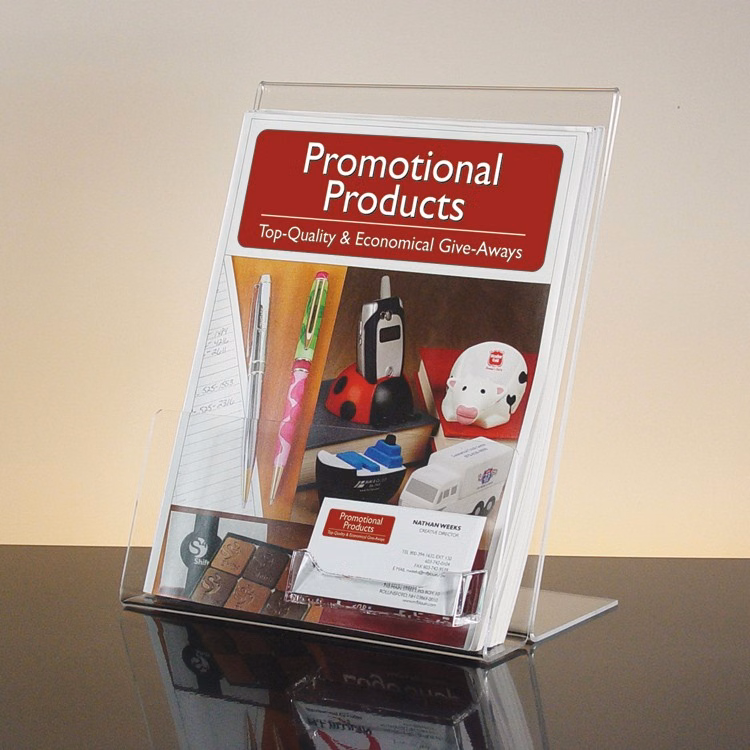 Acrylic Literature Holder with Business Card Holder - 8.5w x 11h