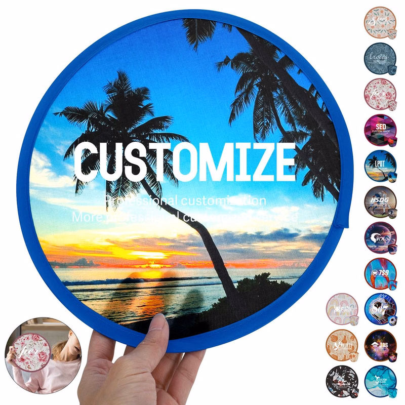 7.9" FoldableFull-Color Disc Fan With Packing Bag