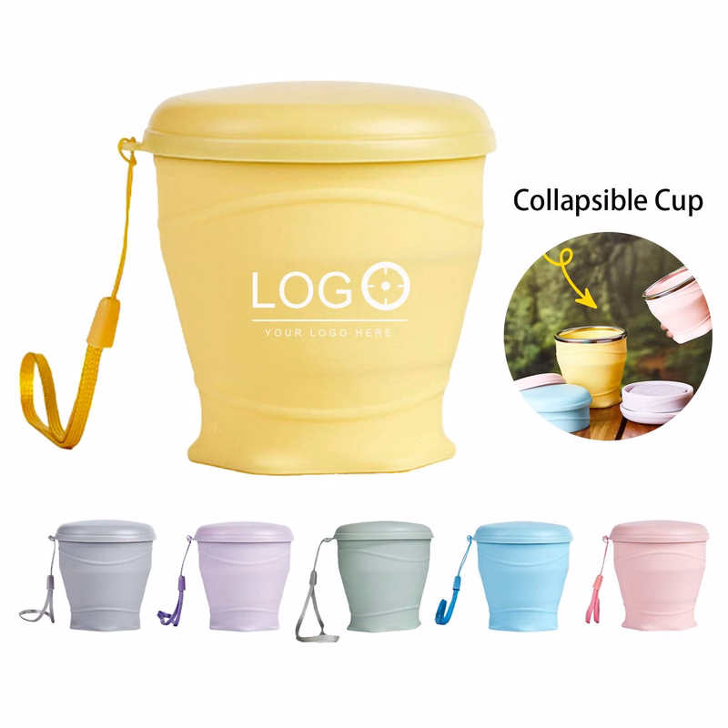 9 oz Collapsible Silicone Water Cup with Ribbon