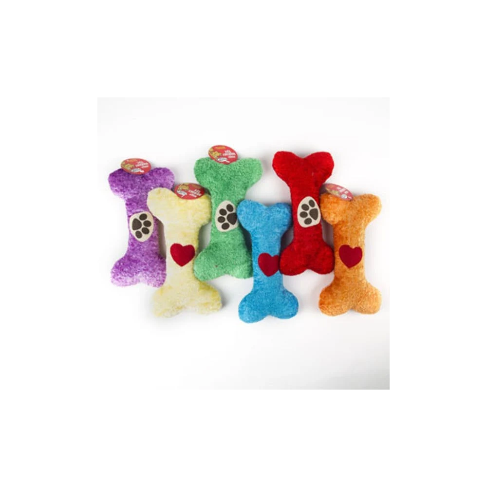 Plush Bone Dog Toys - Assorted 9" Squeaker 1