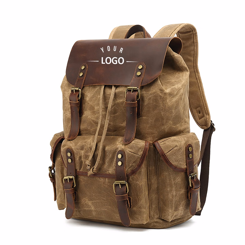 Canvas Backpack Travel Leather Bag Laptop