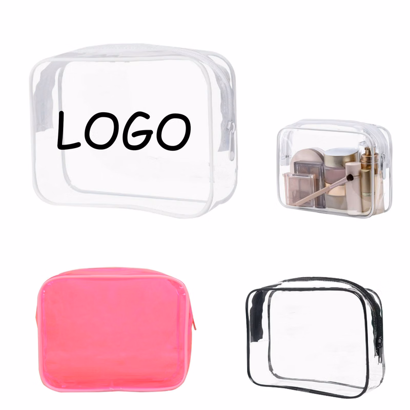 Transparent Portable Cosmetic Bag with Zipper
