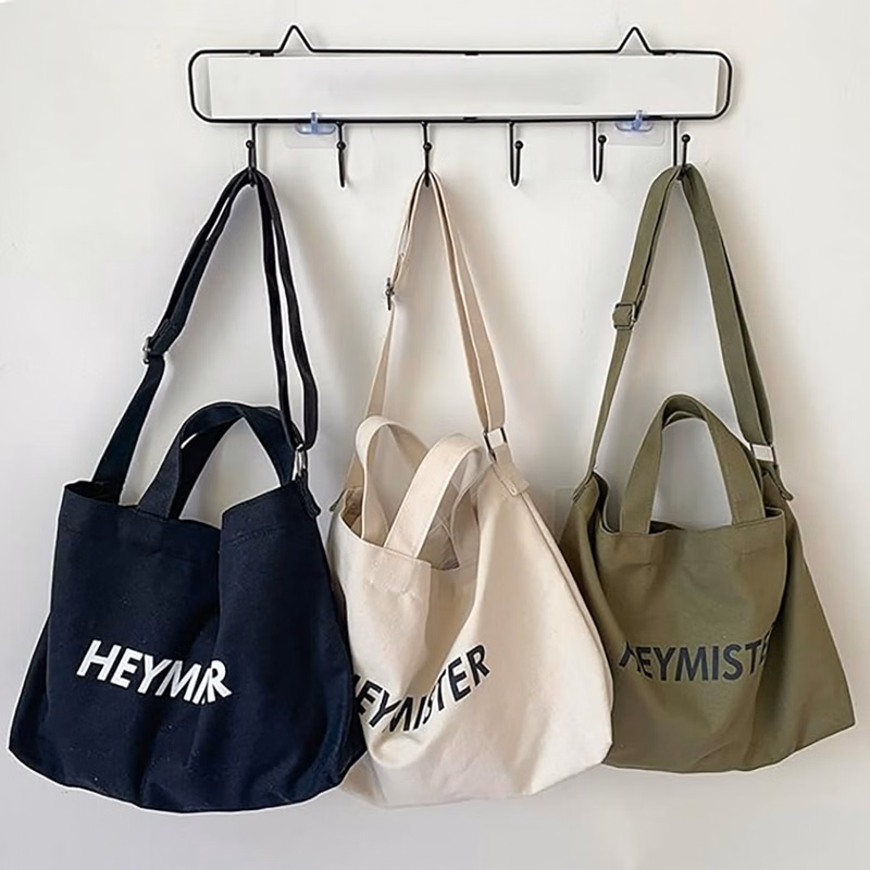 Custom Large Canvas Cross Body Cotton Bag