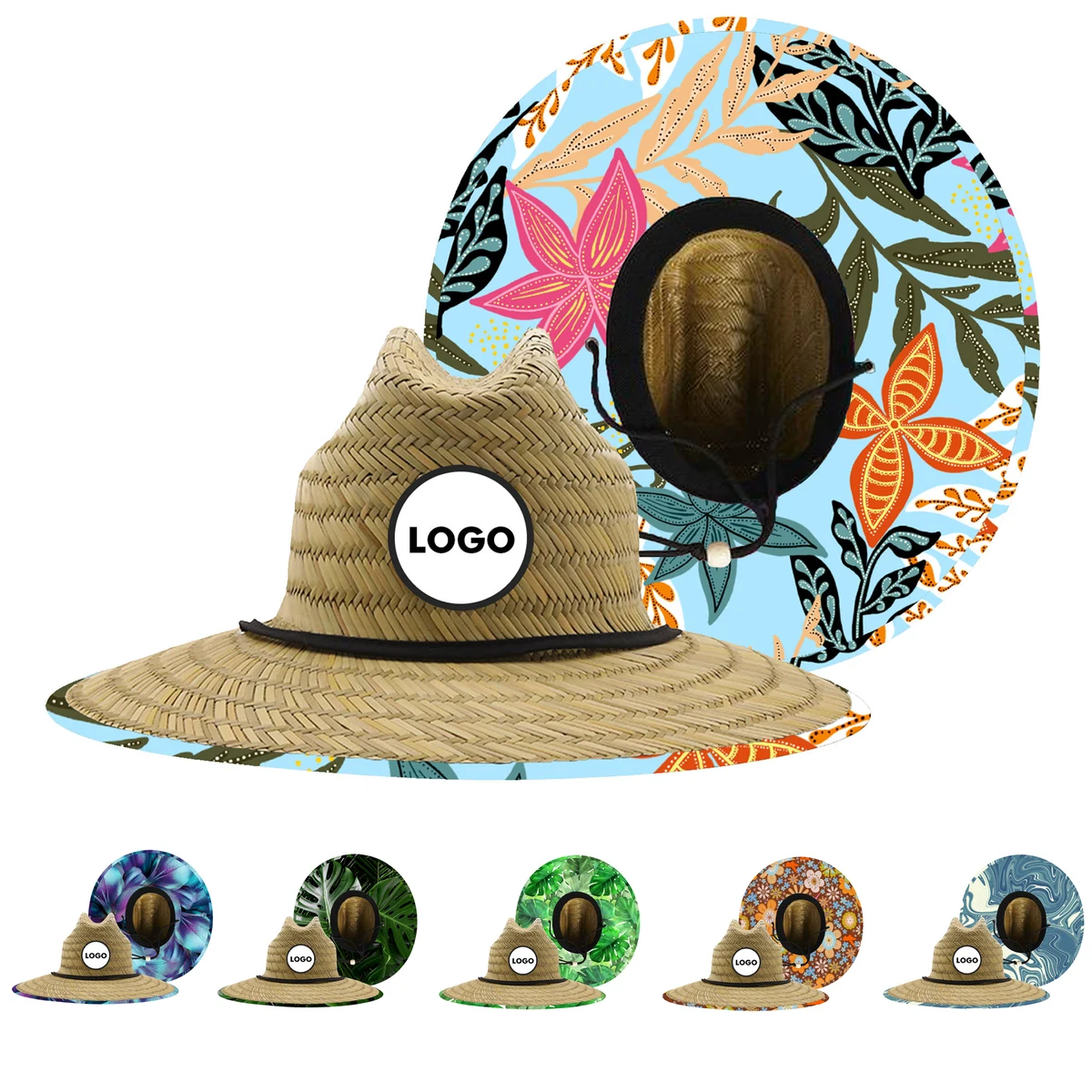 Lifeguard Style Printed Straw Hat 1