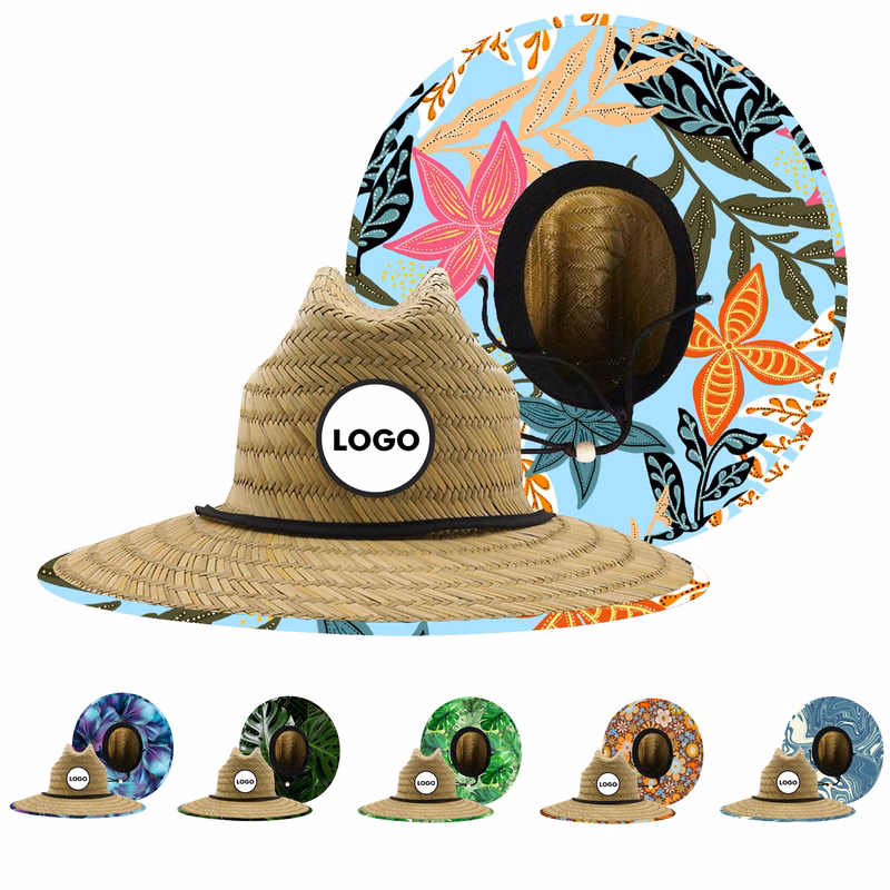 Lifeguard Style Printed Straw Hat