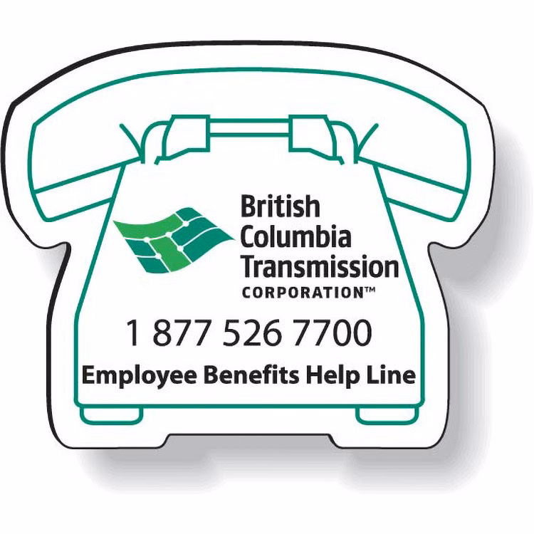 Stock Telephone Magnet .020 (1.66"x1.94") Spot Colour Imprint White Matte Vinyl Topcoat