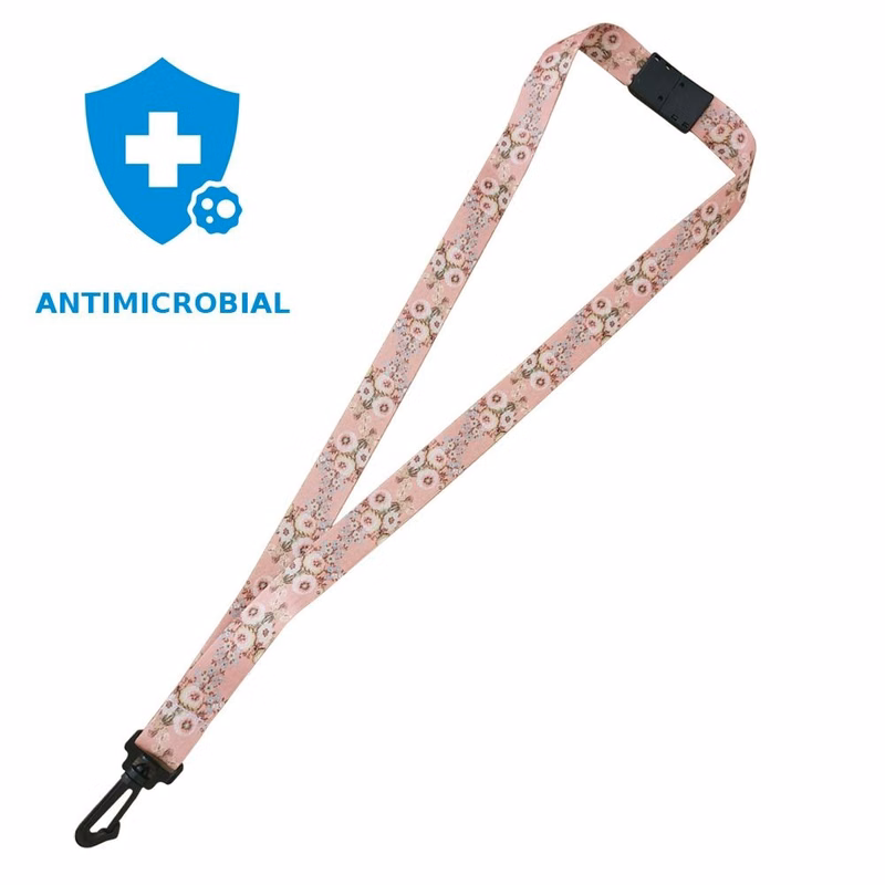 3/4" Antimicrobial Lanyard with Safety Neck Breakaway, Wide Plastic J-Hook and Sublimation