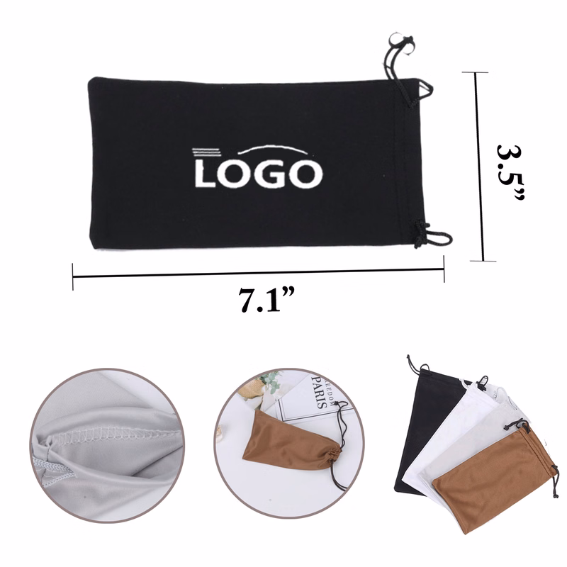 MOQ100 Thick Microfiber Drawstring Eyewear Pouch