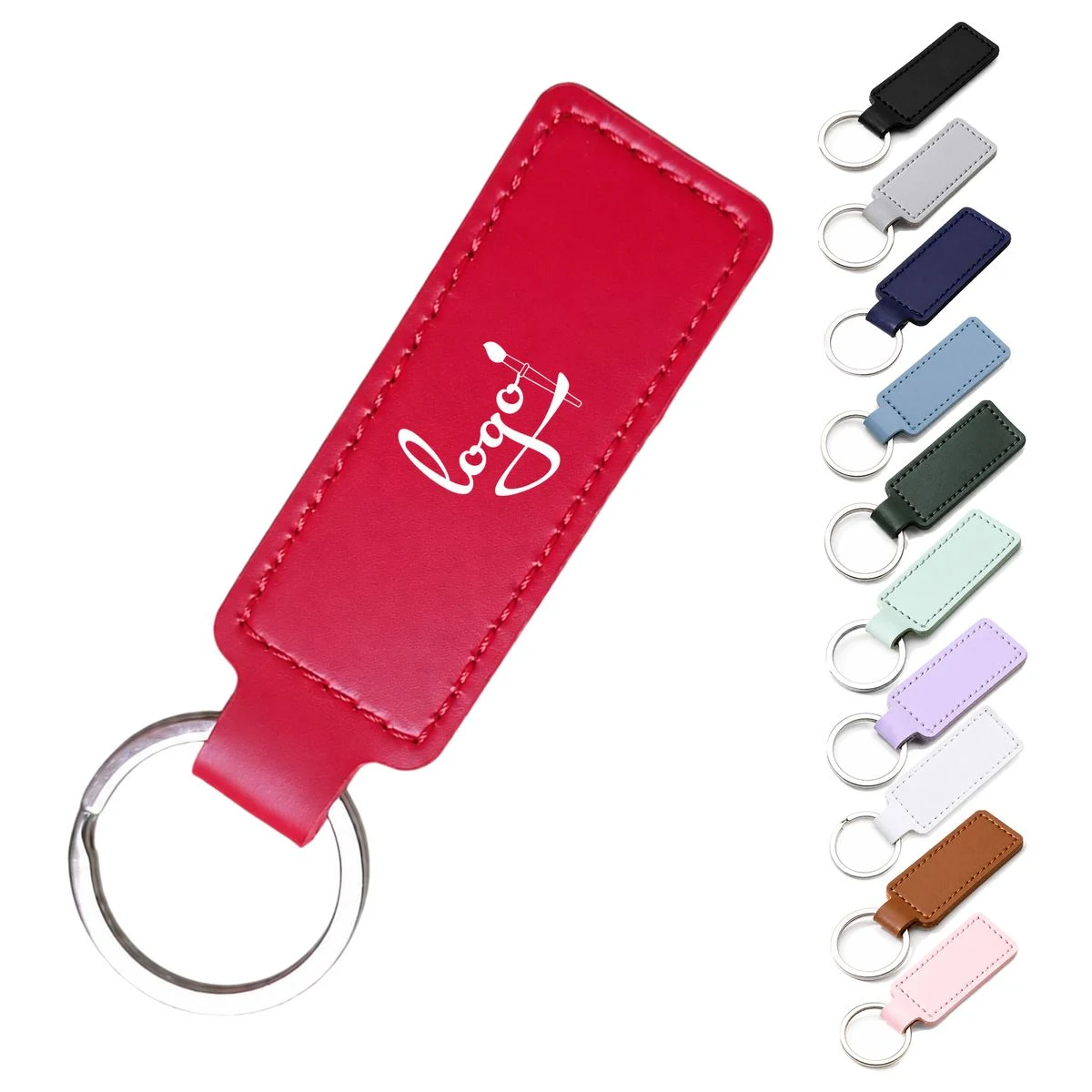 Rectangular PU Leather Keychain 1