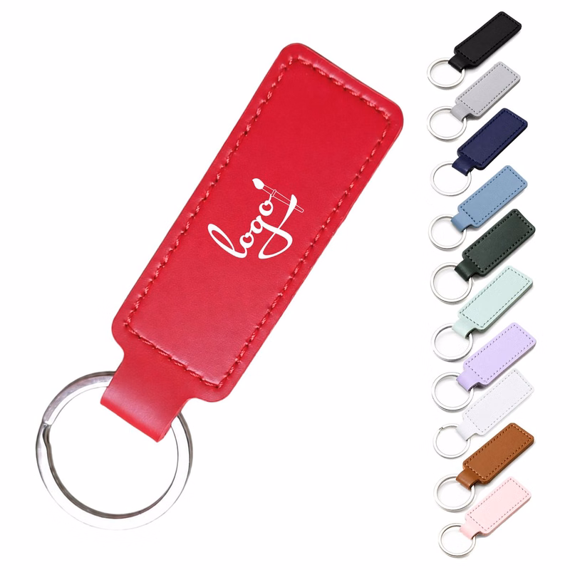 Rectangular PU Leather Keychain