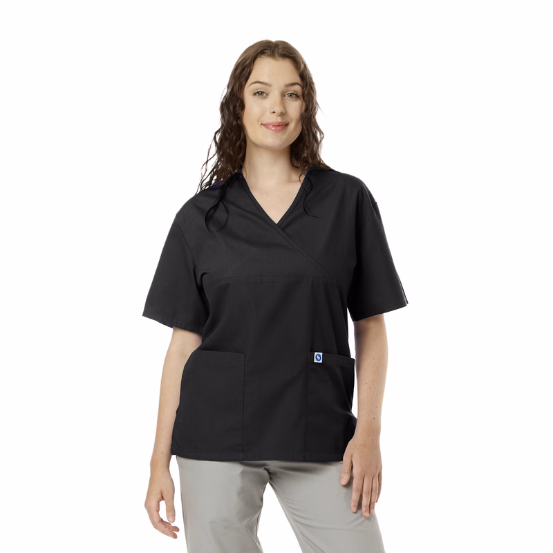 Ladies Mock Wrap Scrub Top