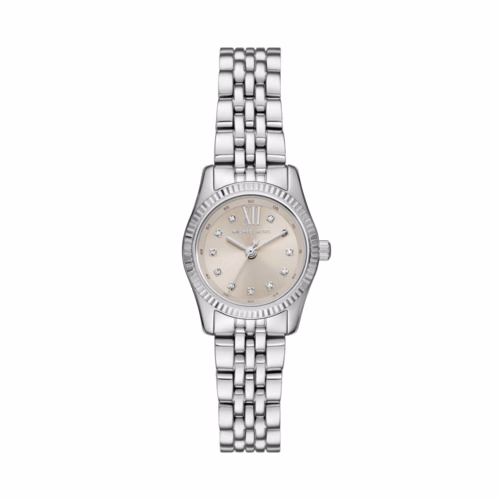 Michael Kors Women's Petite Lexington Pave Silver-Tone Watch