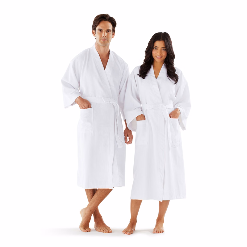Microtec Kimono Collar Mini Check Bathrobe