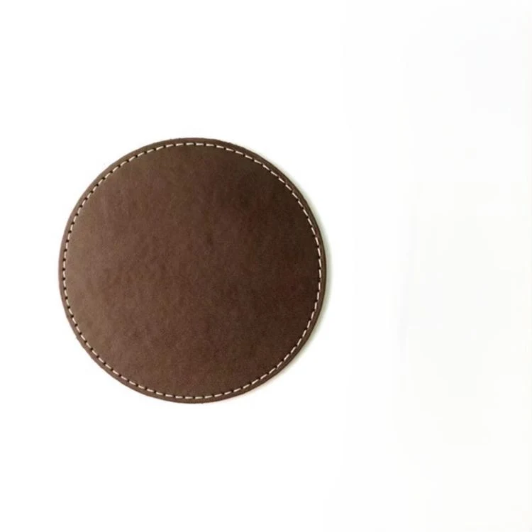 Smooth Round PU Leather Coaster 1