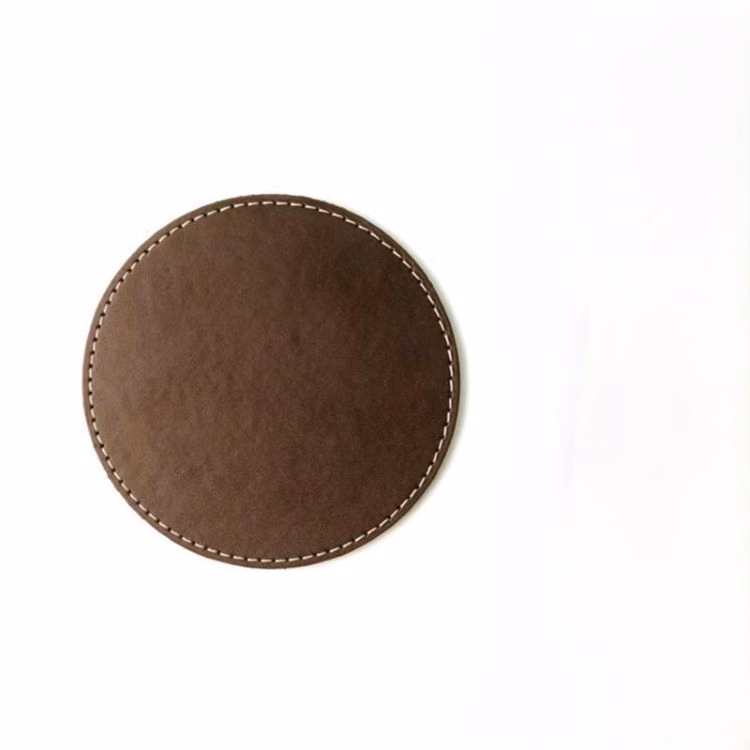 Smooth Round PU Leather Coaster