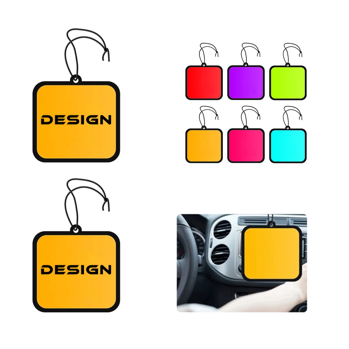 MOQ 50 Personalized 3x3 Square Auto Air Freshener Full Print 1