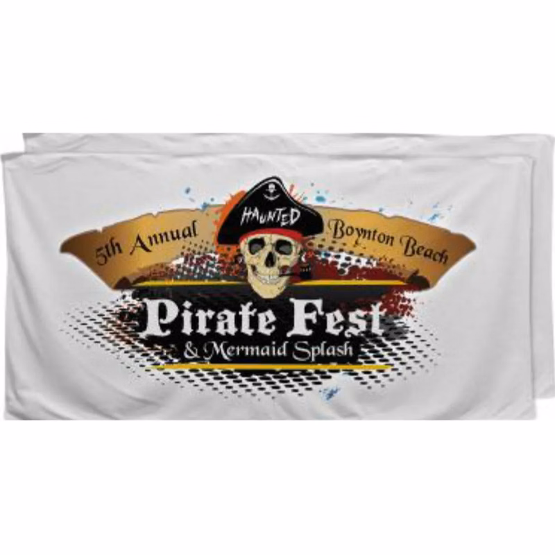 Promo Half-Bleed Sublimated Microfiber Terry Beach Towel