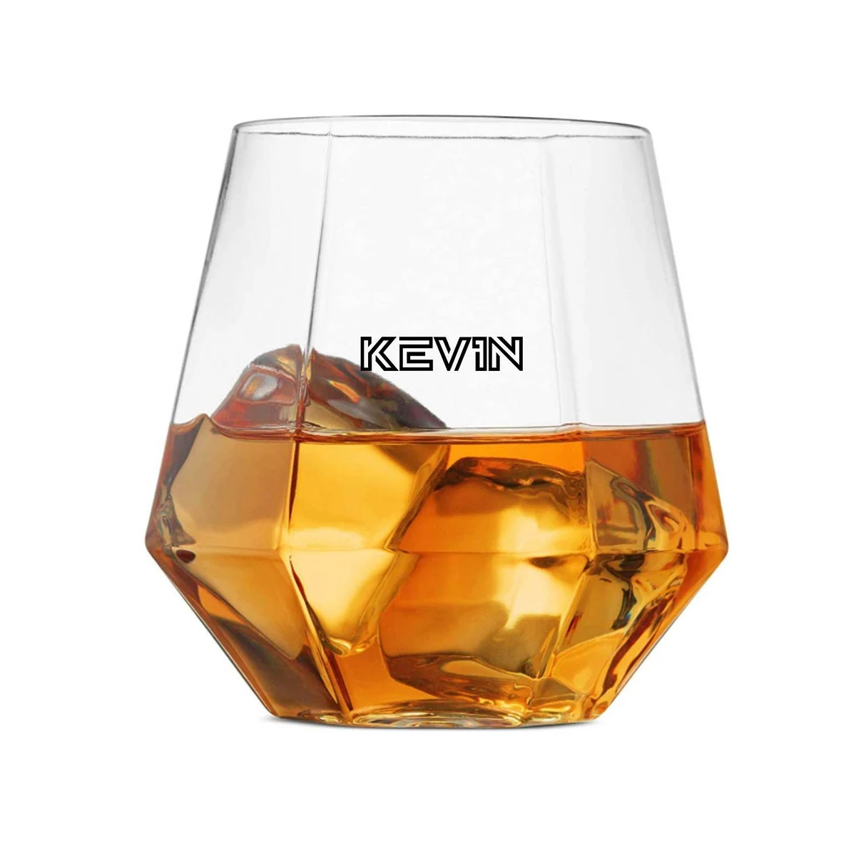 12 Oz Diamond Clear Shaped Plastic Stemless Wine Glasses 1