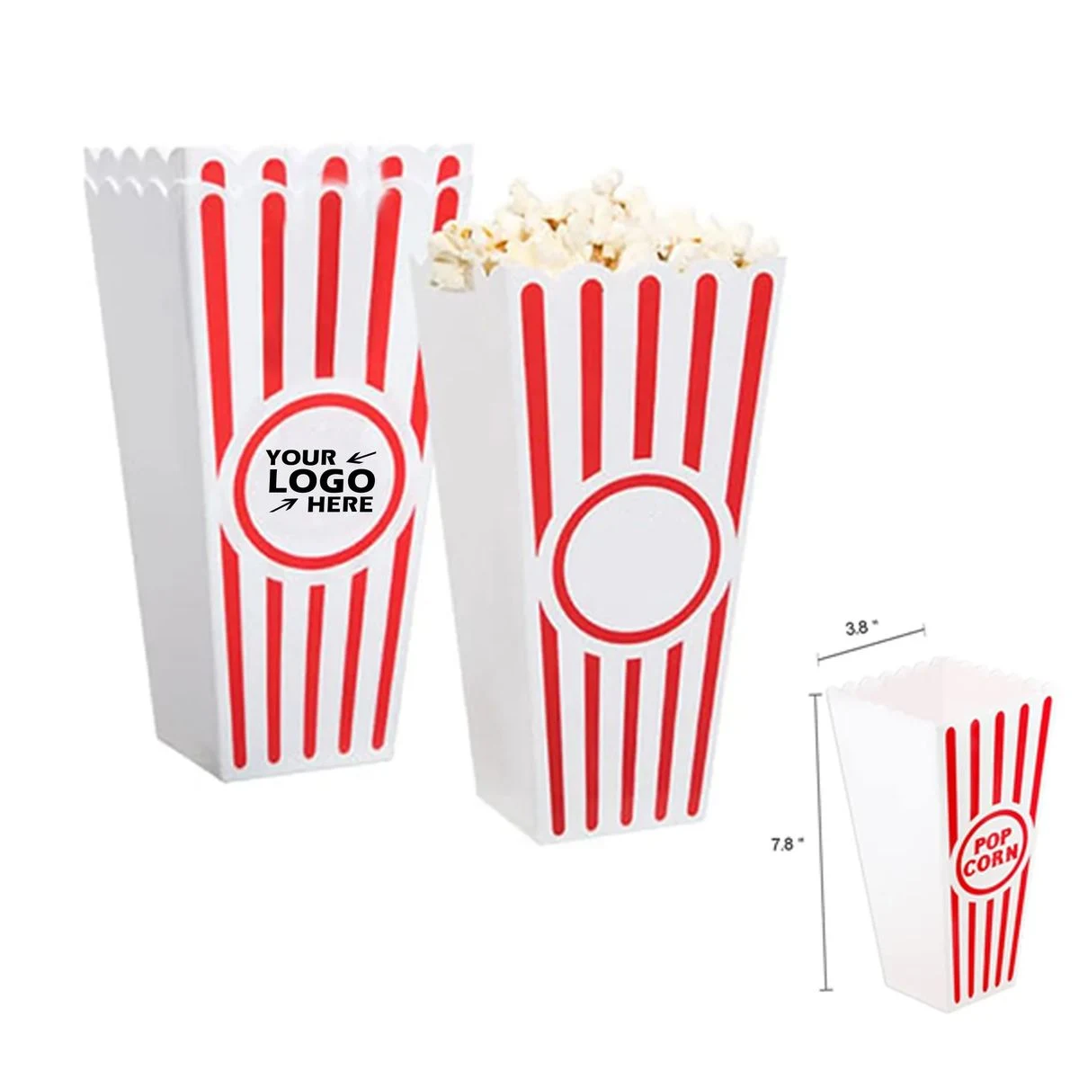 Classic Red & White Striped Retro Popcorn Box 1