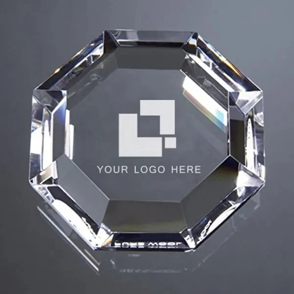 Octagon Crystal Paperweight 1