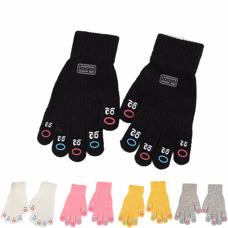 Warm Cartoon Open Finger Gloves